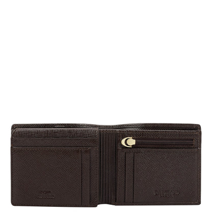 Chocolate Cognac Franzy Mat-Emboss Leather Mens Wallet & Card Case Gift Set