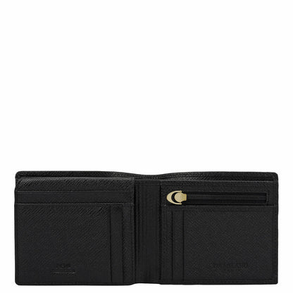 Black Franzy Mat-Emboss Leather Mens Wallet & Card Case Gift Set