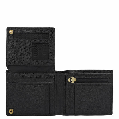 Black Franzy Mat-Emboss Leather Mens Wallet & Card Case Gift Set
