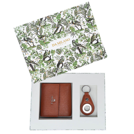Rust Franzy Leather Ladies Wallet & Keychain Gift Set