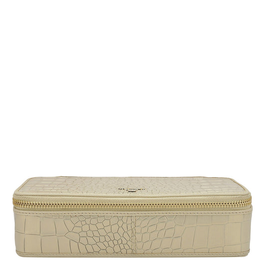 Croco Franzy Leather Jewellery Case - Gold