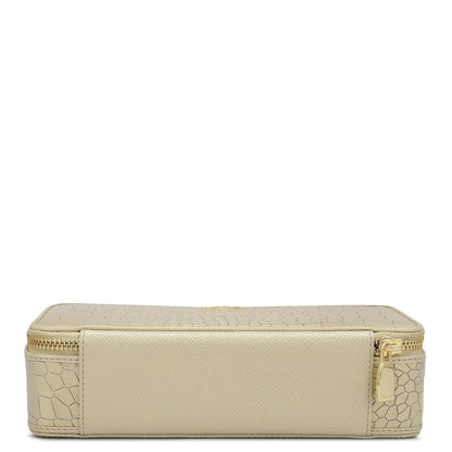 Croco Franzy Leather Jewellery Case - Gold