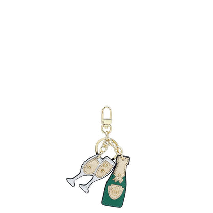 Franzy Leather Key Chain - Green & Gold