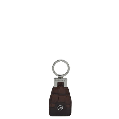 Croco Franzy Leather Key Chain - Brown