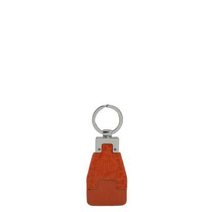 Croco Franzy Leather Key Chain - Pumpkin