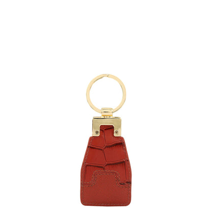 Croco Franzy Leather Key Chain - Brick
