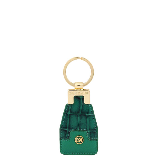 Croco Franzy Leather Key Chain - Emerald Green