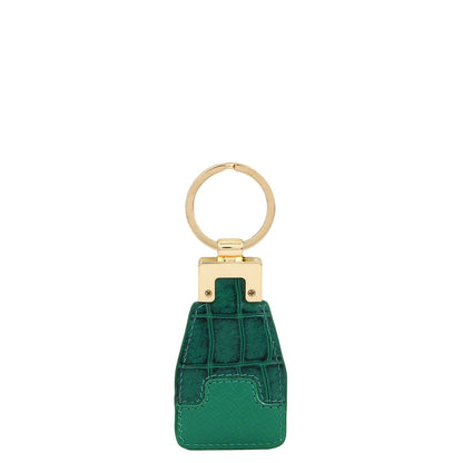 Croco Franzy Leather Key Chain - Emerald Green