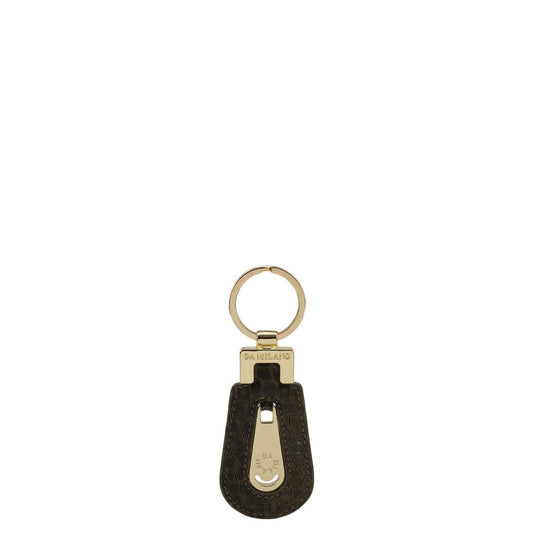 Croco Leather Key Chain - Military Green