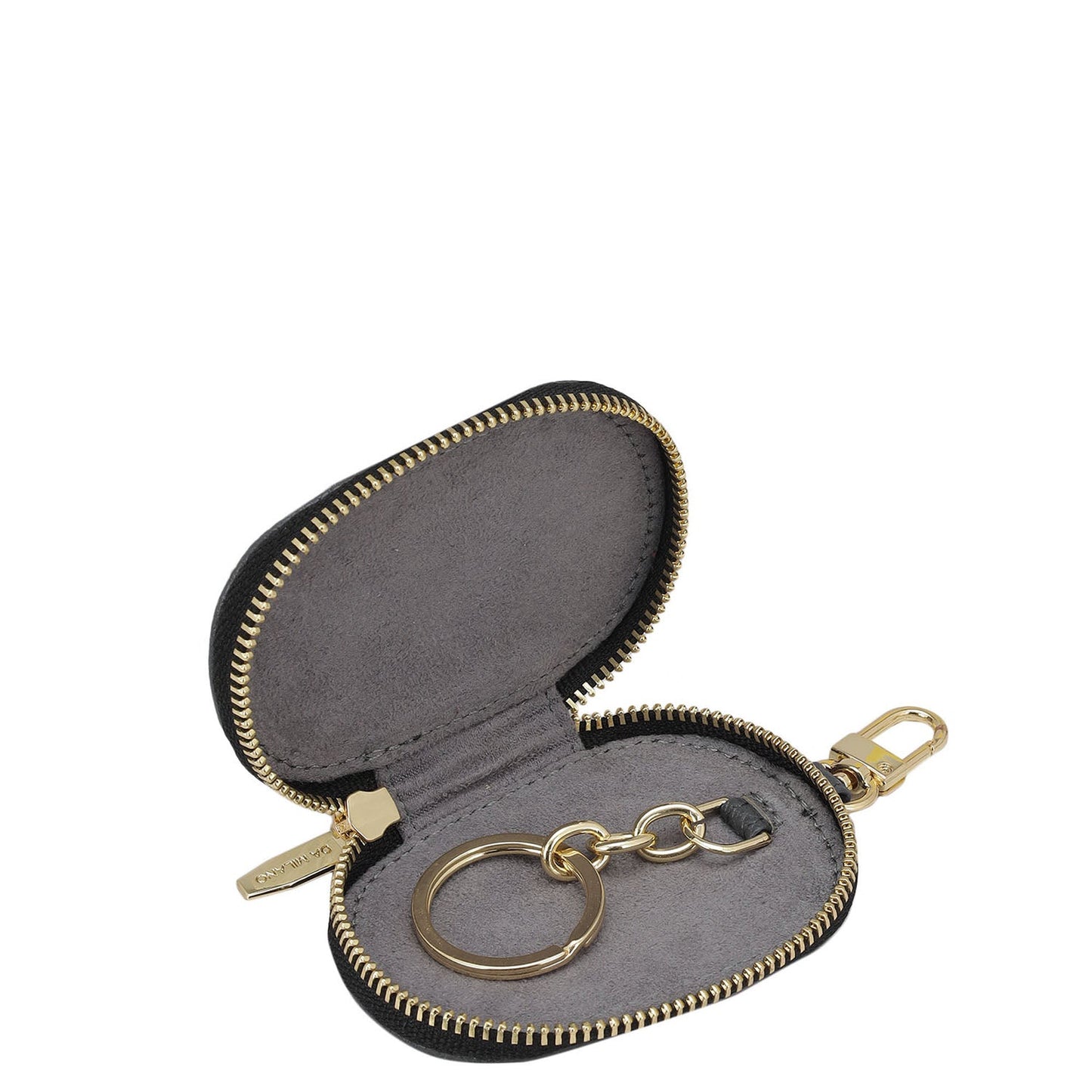 Croco Leather Key Chain - Black
