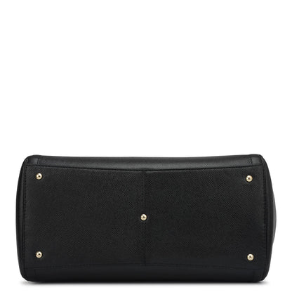 Medium Franzy Leather Satchel - Black