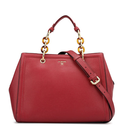 Medium Franzy Leather Satchel - Plumberry