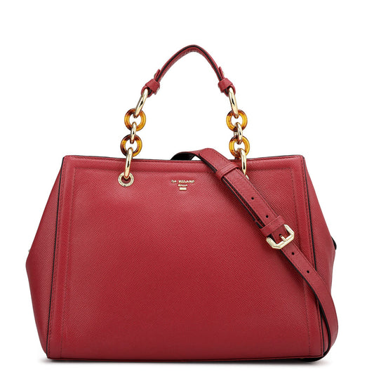 Medium Franzy Leather Satchel - Plumberry