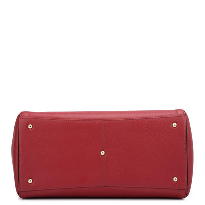 Medium Franzy Leather Satchel - Plumberry