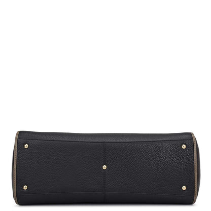 Medium Wax Leather Tote - Black