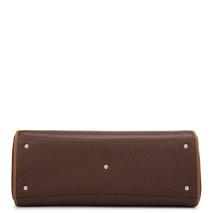 Medium Wax Leather Tote - Espresso