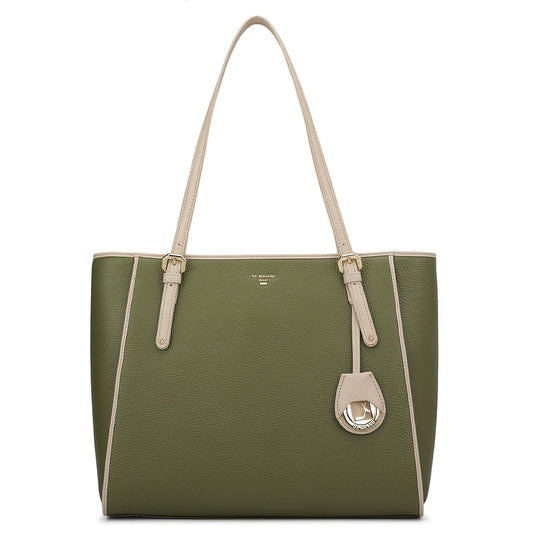 Medium Wax Leather Tote - Fern