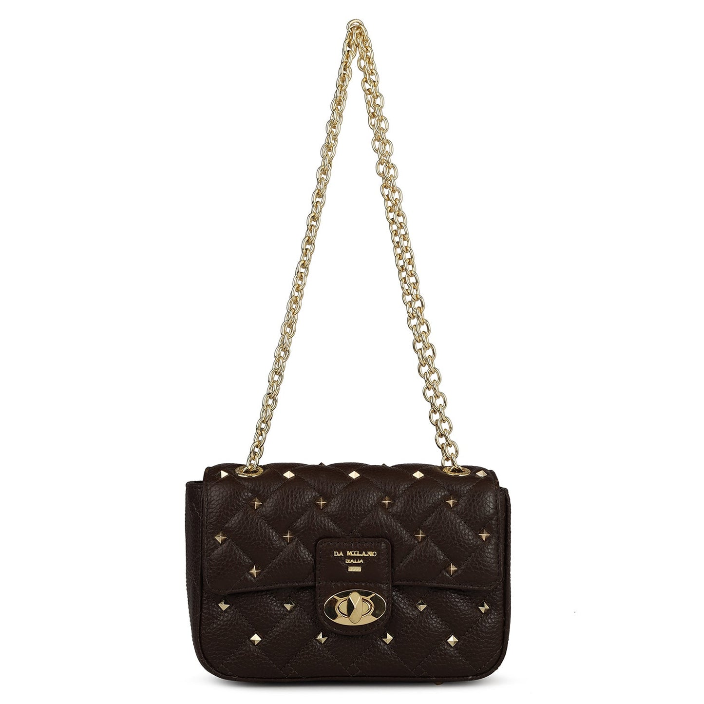 Small Quilting Leather Shoulder Bag - Chocolate