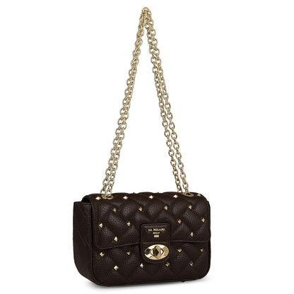 Small Quilting Leather Shoulder Bag - Chocolate