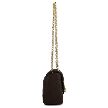 Small Quilting Leather Shoulder Bag - Chocolate