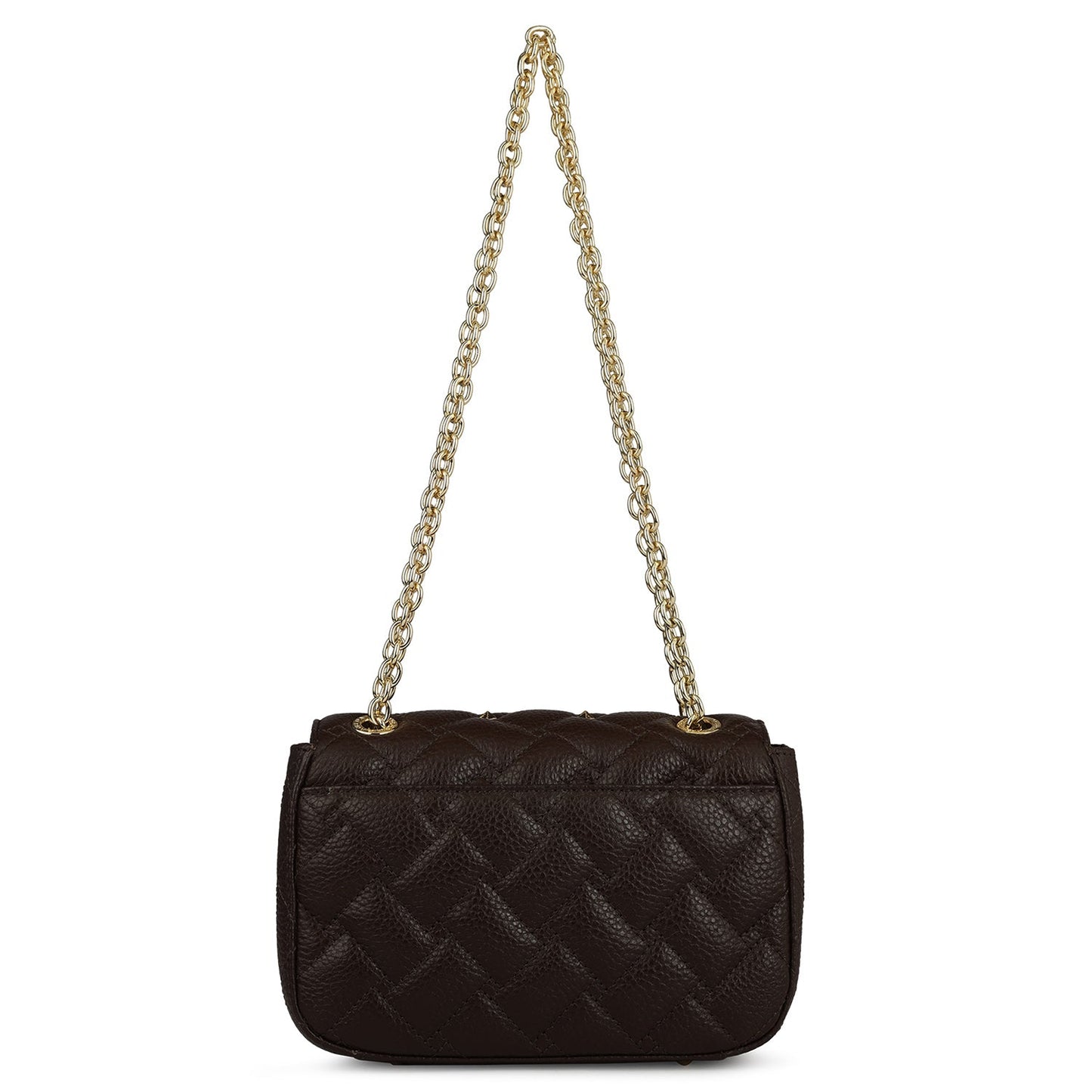 Small Quilting Leather Shoulder Bag - Chocolate