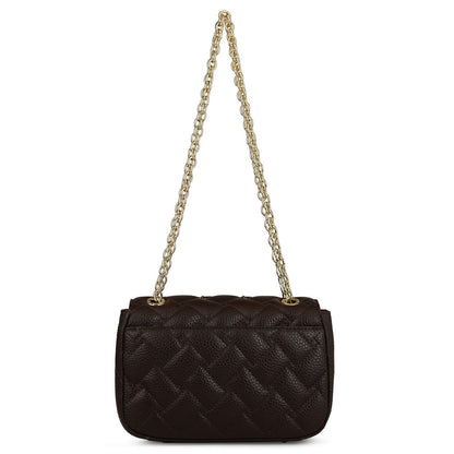 Small Quilting Leather Shoulder Bag - Chocolate