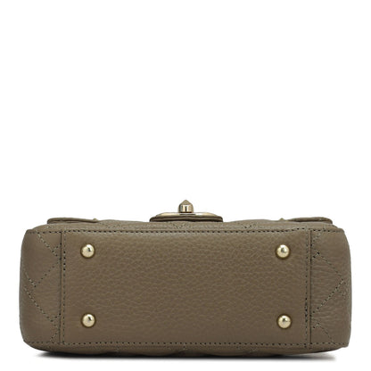 Small Quilting Leather Shoulder Bag - Greyish Taupe