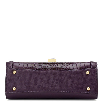 Small Franzy Croco Leather Shoulder Bag - Grapevine