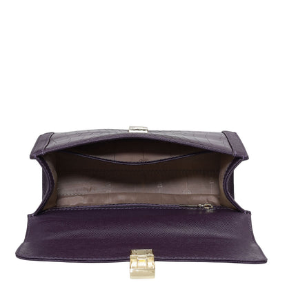Small Franzy Croco Leather Shoulder Bag - Grapevine