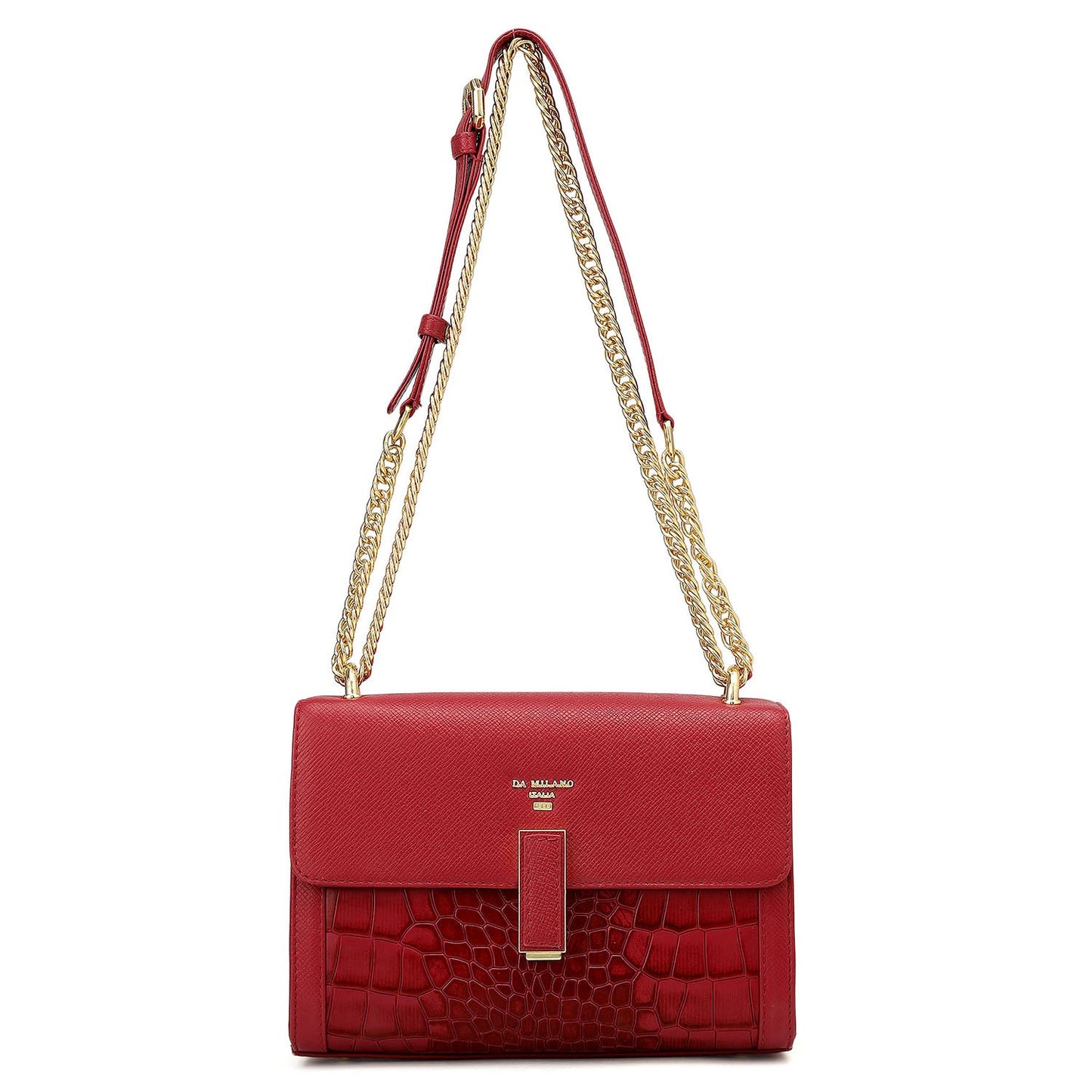 Small Franzy Croco Leather Shoulder Bag - Plumberry