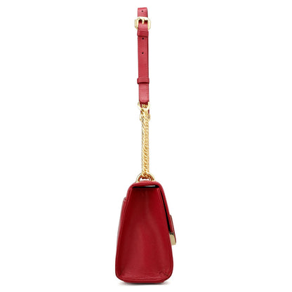 Small Franzy Croco Leather Shoulder Bag - Plumberry