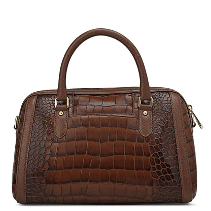 Medium Croco Leather Satchel - Date