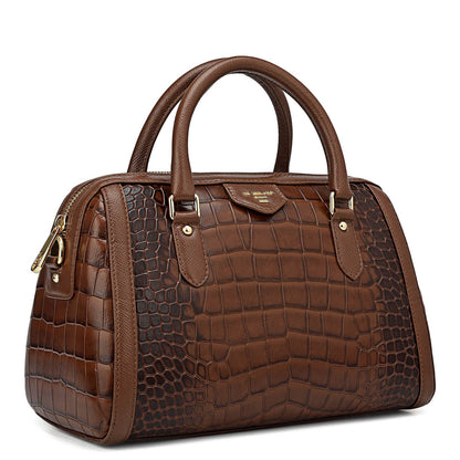 Medium Croco Leather Satchel - Date