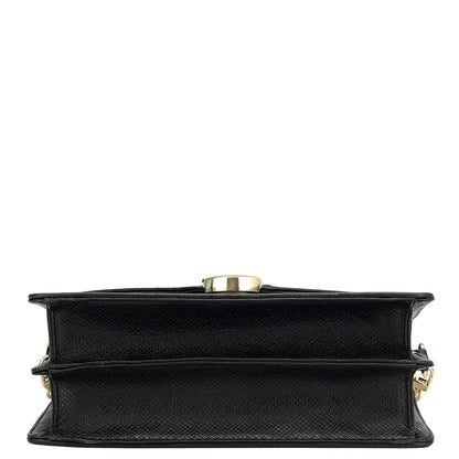 Small Croco Leather Shoulder Bag - Black