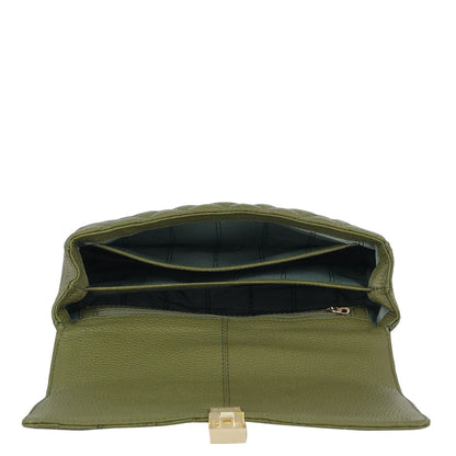 Medium Quilting Leather Shoulder Bag - Fern