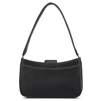 Small Wax Leather Baguette - Black
