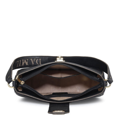 Small Wax Leather Baguette - Black