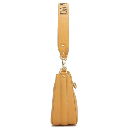 Small Wax Leather Baguette-Apricot Crush