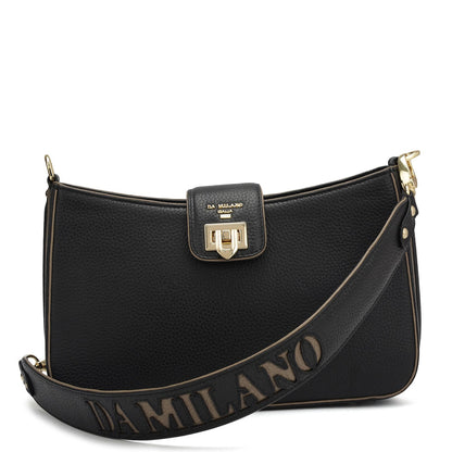 Small Wax Leather Baguette - Black