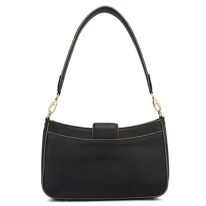 Small Wax Leather Baguette - Black