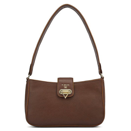 Small Wax Leather Baguette - Espresso
