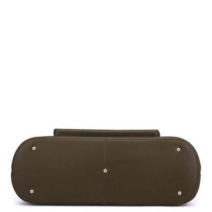 Large Franzy Leather Tote - Military Green