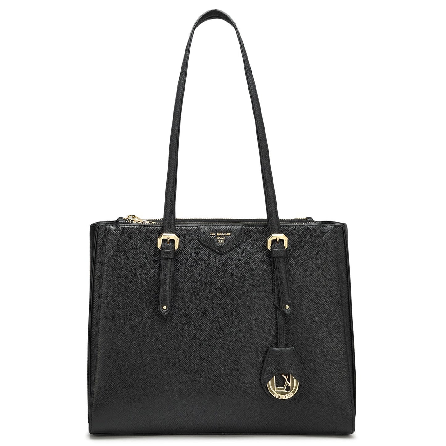 Medium Franzy Leather Shoulder Bag - Black