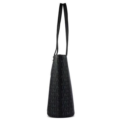 Large  Monogram Leather Tote - Black