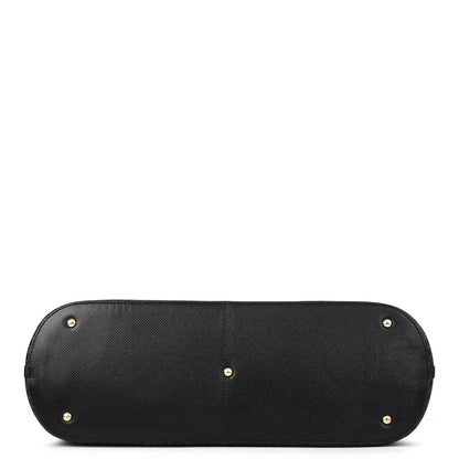 Large  Monogram Leather Tote - Black