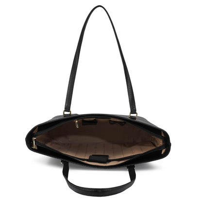 Large  Monogram Leather Tote - Black