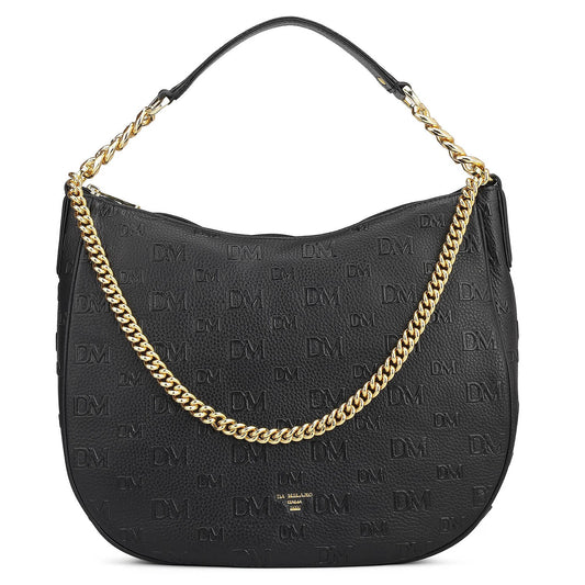 Medium Monogram Wax Leather Hobo - Black