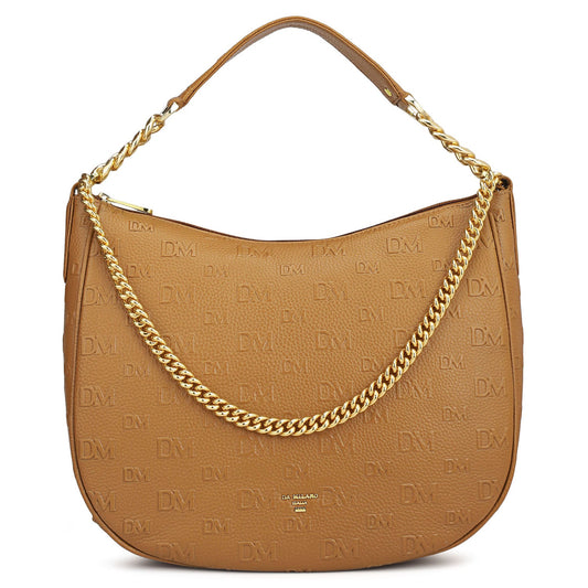 Medium Monogram Wax Leather Hobo - Caramel