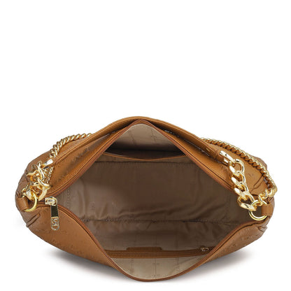 Medium Monogram Wax Leather Hobo - Caramel