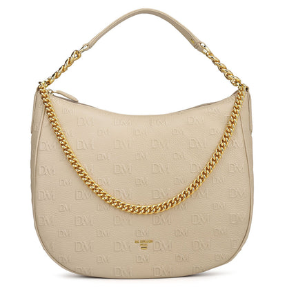 Medium Monogram Wax Leather Hobo - Dove